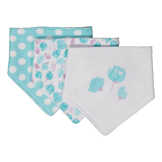 Bandana Bib Set - Watercolour Floral Blue