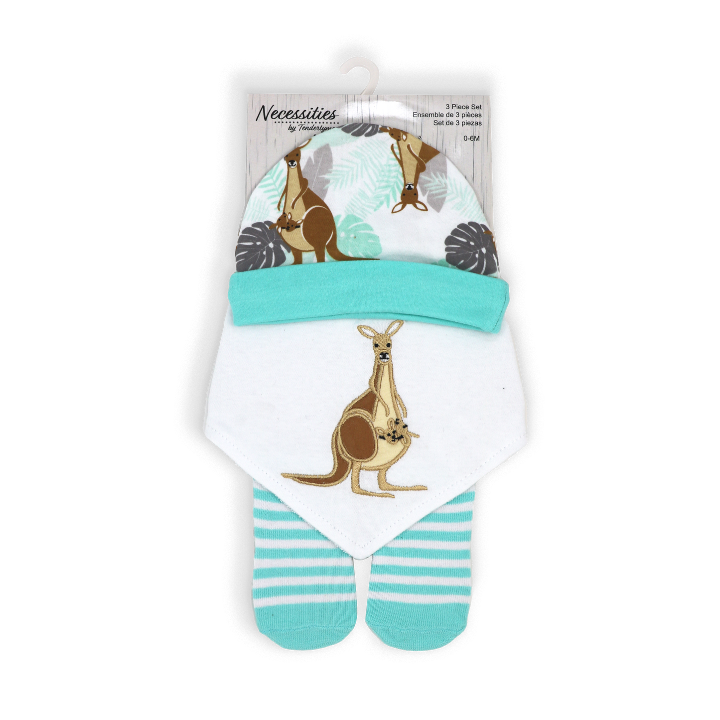 Baby's Cap, Bib and Socks Set - Kangaroo