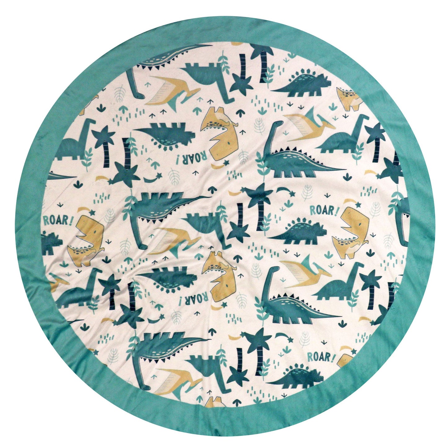 Baby's Reversible Stuffed Playmat - Teal Dinosaurs