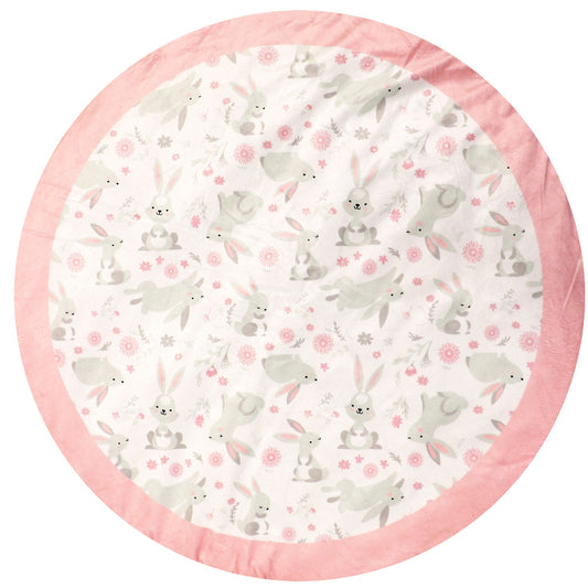 Baby's Reversible Stuffed Playmat - Pink Bunnies