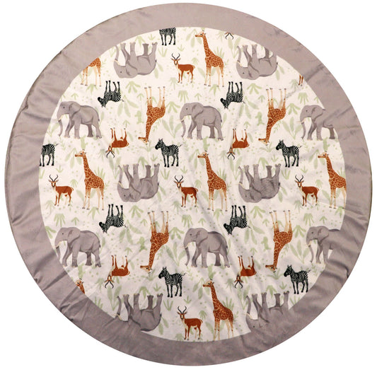 Baby's Reversible Stuffed Playmat - Grey Safari