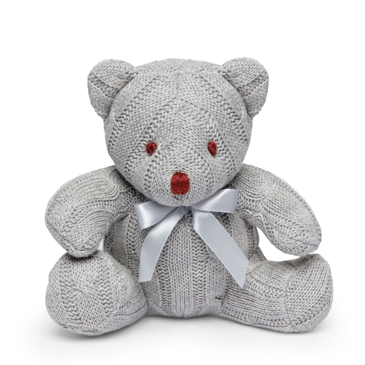 Baby's Knit Stuffed Teddy Bear- Grey