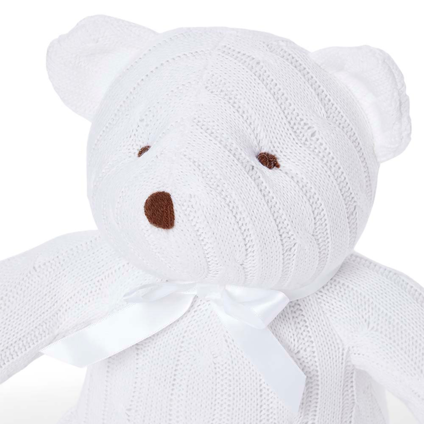 Baby's Knit Stuffed Teddy - White