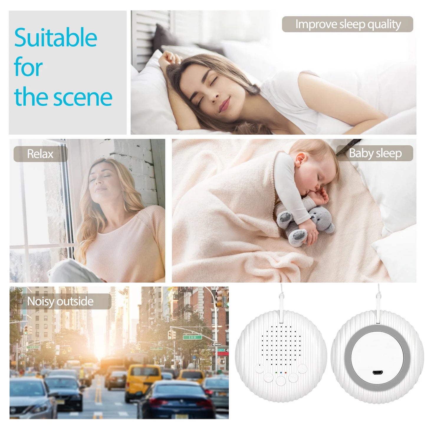 Baby White Noise Machine USB Rechargeable | Sleep Soother Sound Machine