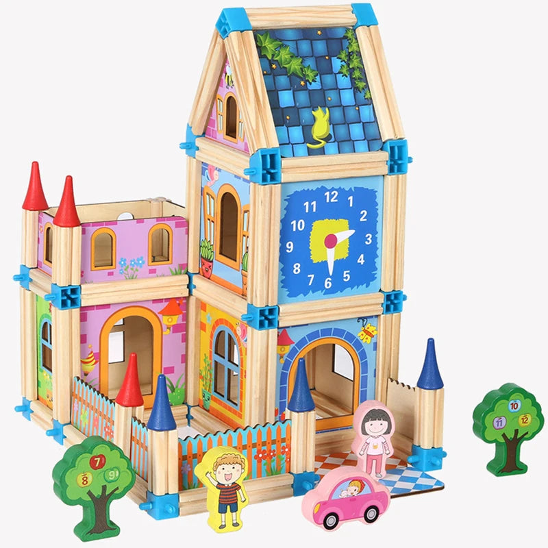 Wooden Construction Dollhouse Building Blocks