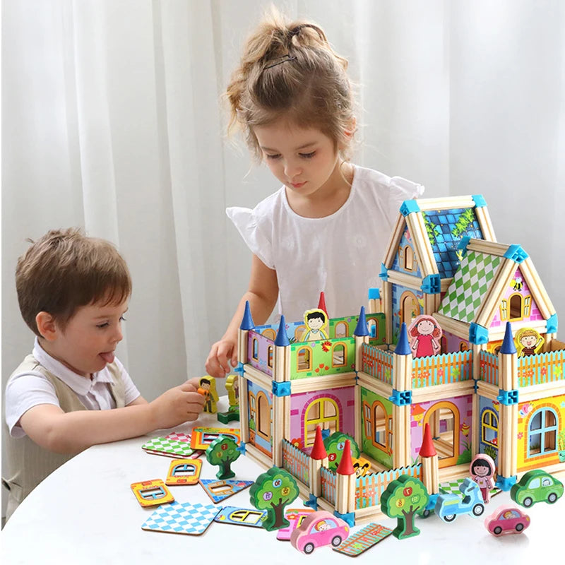 Wooden Construction Dollhouse Building Blocks