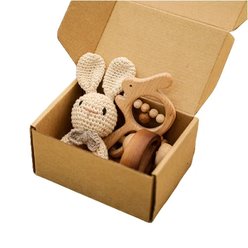 Montessori Wooden Crochet Rattle & Teether Set (4 PCS)