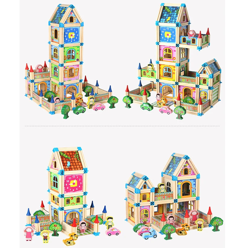 Wooden Construction Dollhouse Building Blocks