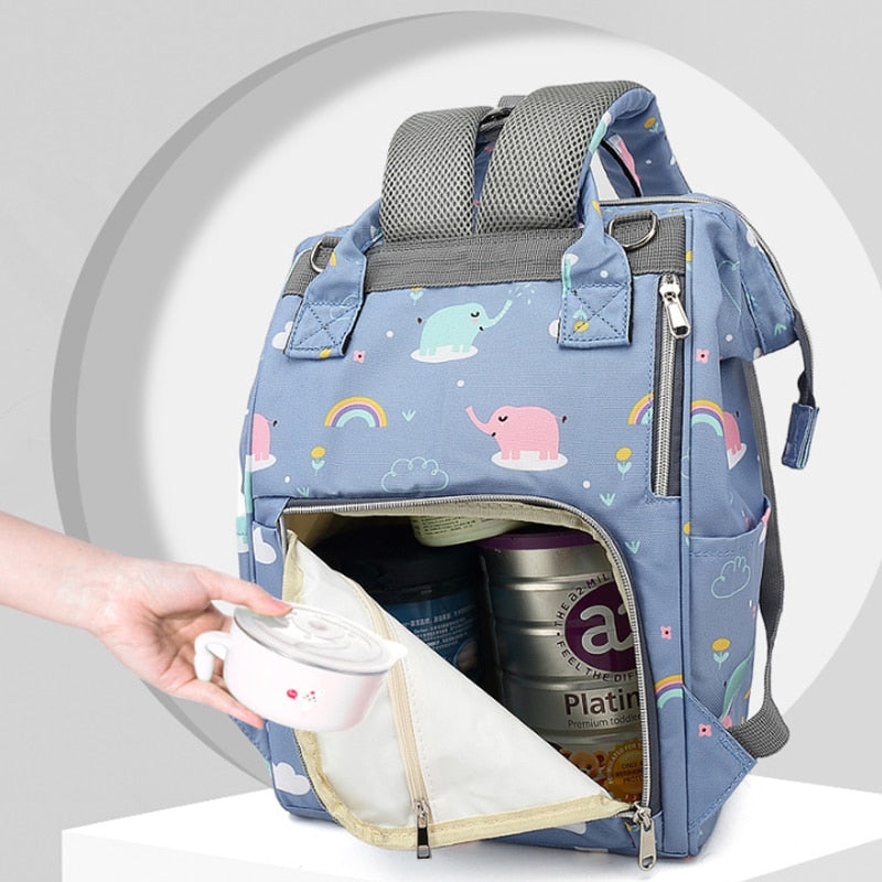 Large Capacity Diaper Bag Backpack - Salmon and Grey