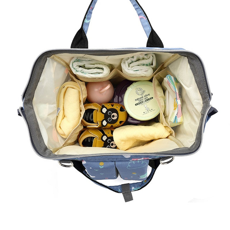 Large Capacity Diaper Bag Backpack - Salmon and Grey