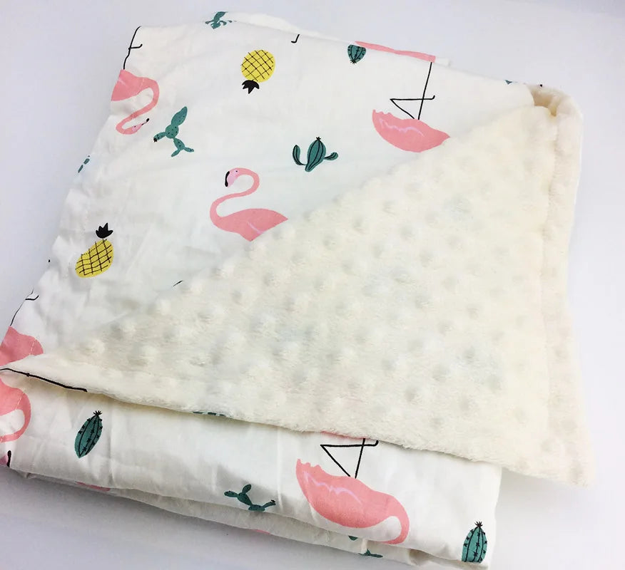 Cotton Double Layer Baby Bean Blanket - Flamingo