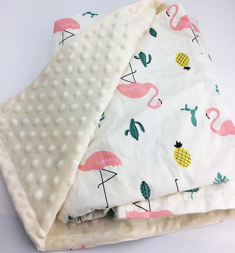 Cotton Double Layer Baby Bean Blanket - Flamingo