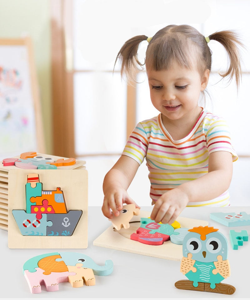 Baby's Wooden Montessori Animal Shape Puzzle