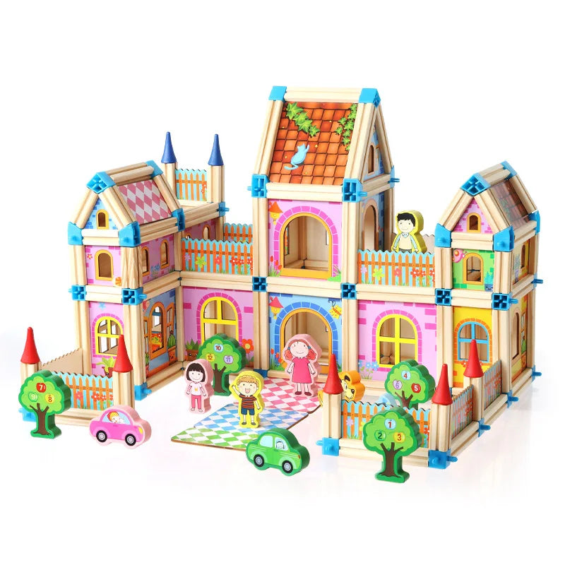 Wooden Construction Dollhouse Building Blocks