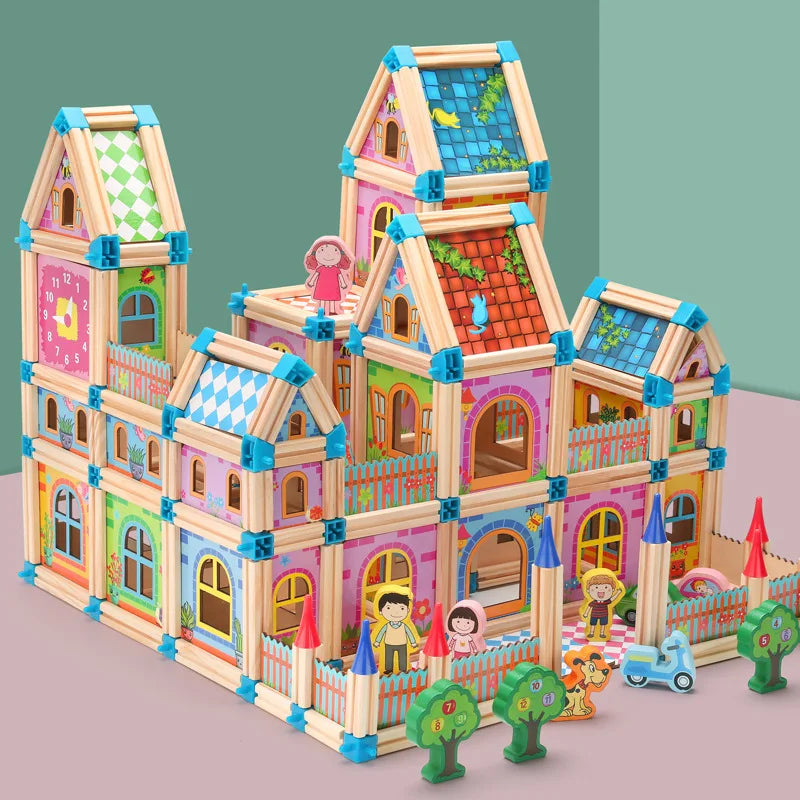 Wooden Construction Dollhouse Building Blocks