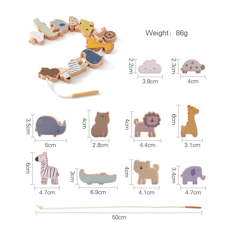 Wooden Animal Stringing & Threading Beads