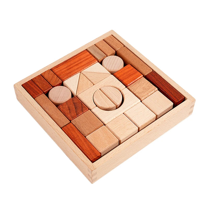 Montessori Wooden 29-Piece Building Block Set