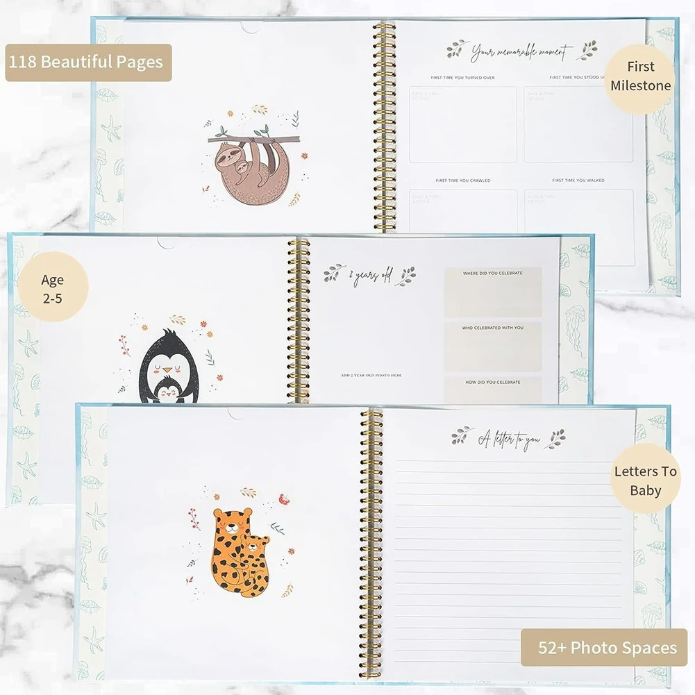 Baby Memory Book & Scrapbook Journal with Keepsake Sleeve | Birth to 5 Years