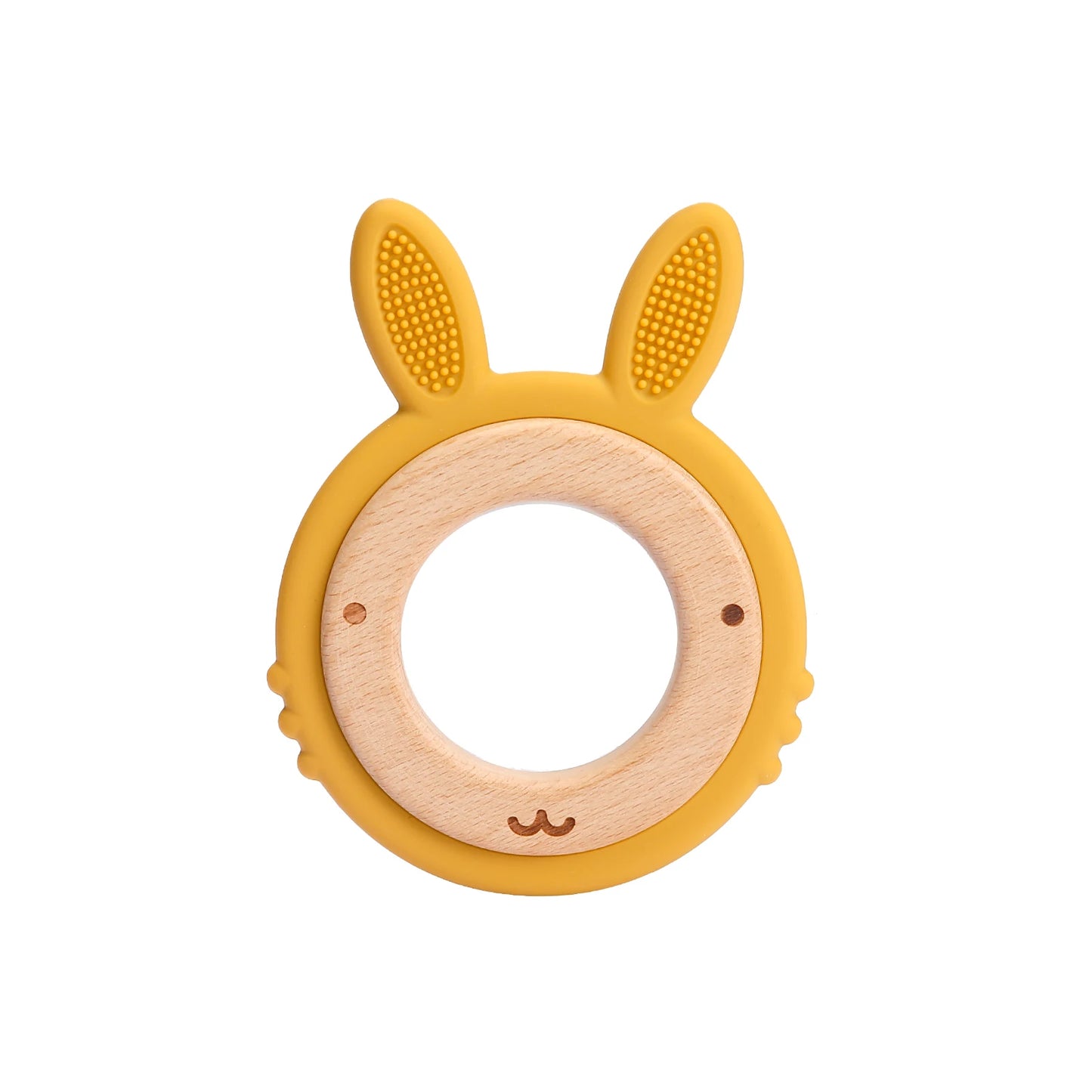 Silicone & Wood Baby Teether – BPA-Free Chewing Ring