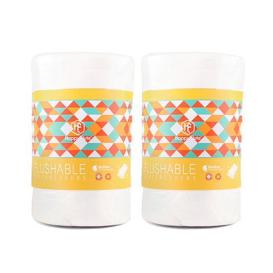 HappyFlute Bamboo Diaper Liners – 2 Roll Set of Flushable Biodegradable Cloth Diaper Liners