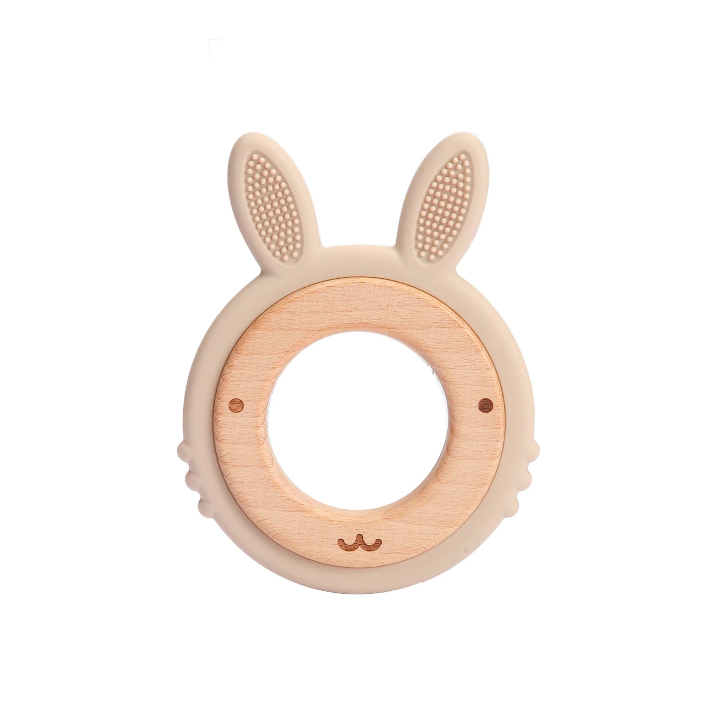 Silicone & Wood Baby Teether – BPA-Free Chewing Ring
