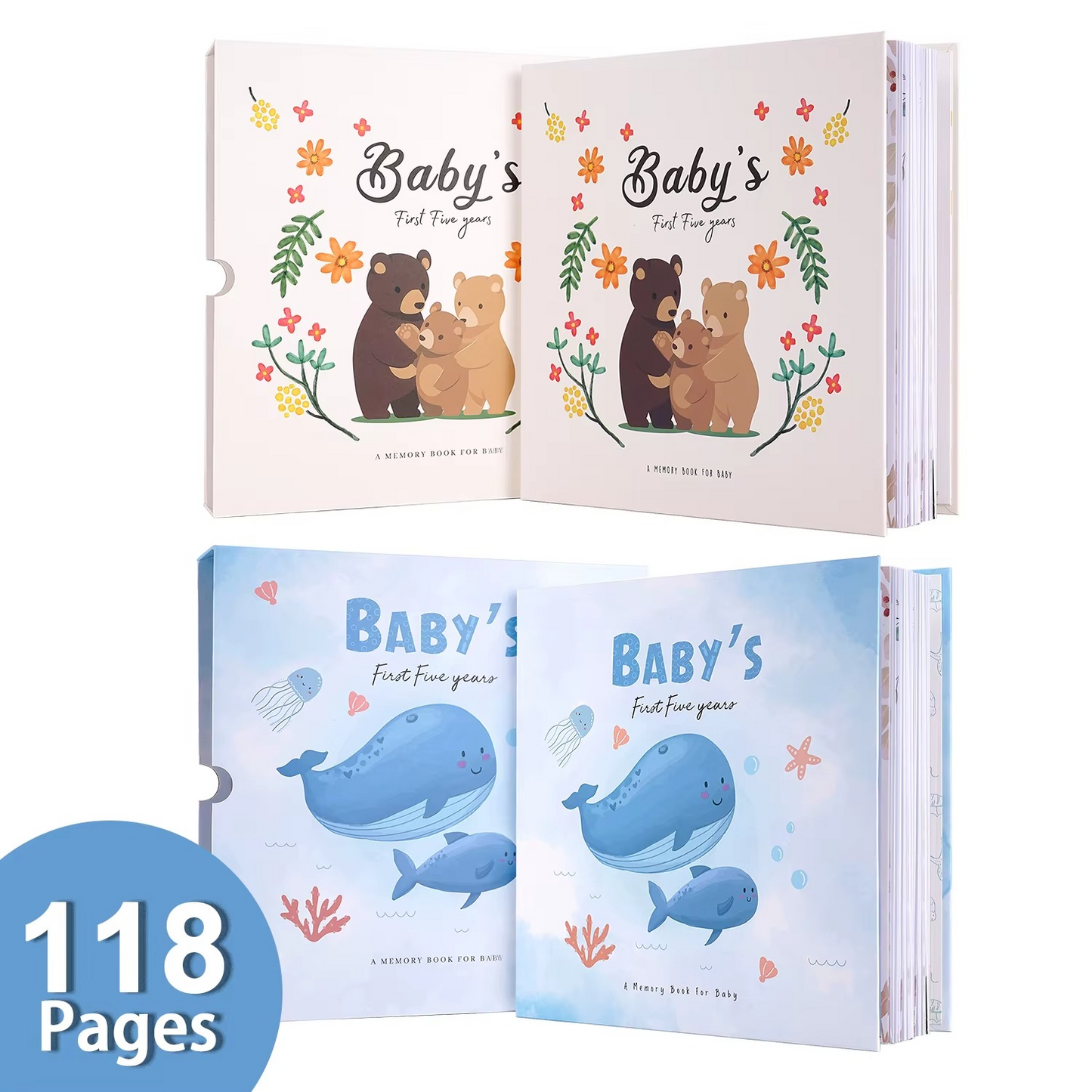 Baby Memory Book & Scrapbook Journal with Keepsake Sleeve | Birth to 5 Years