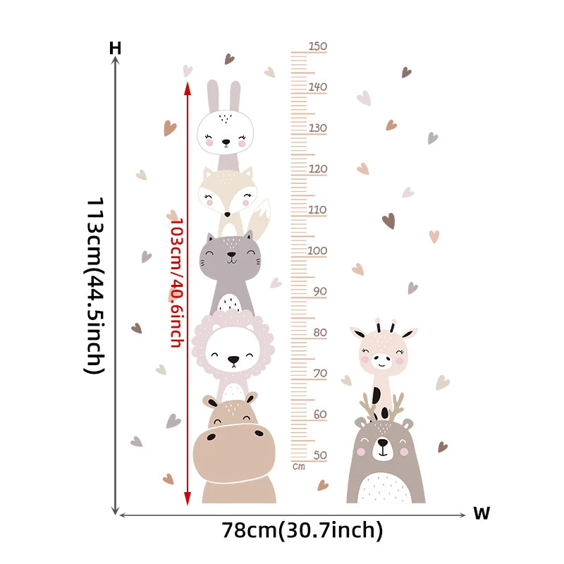 Baby Nursery Growth Chart Wall Sticker - Animals