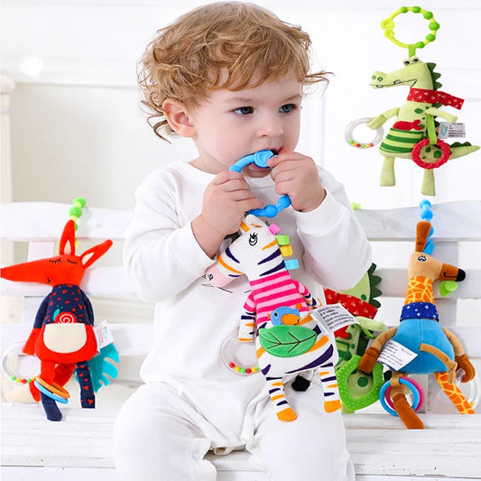 Soft Animal Stroller Toy - Infant Crib & Car Seat Rattle