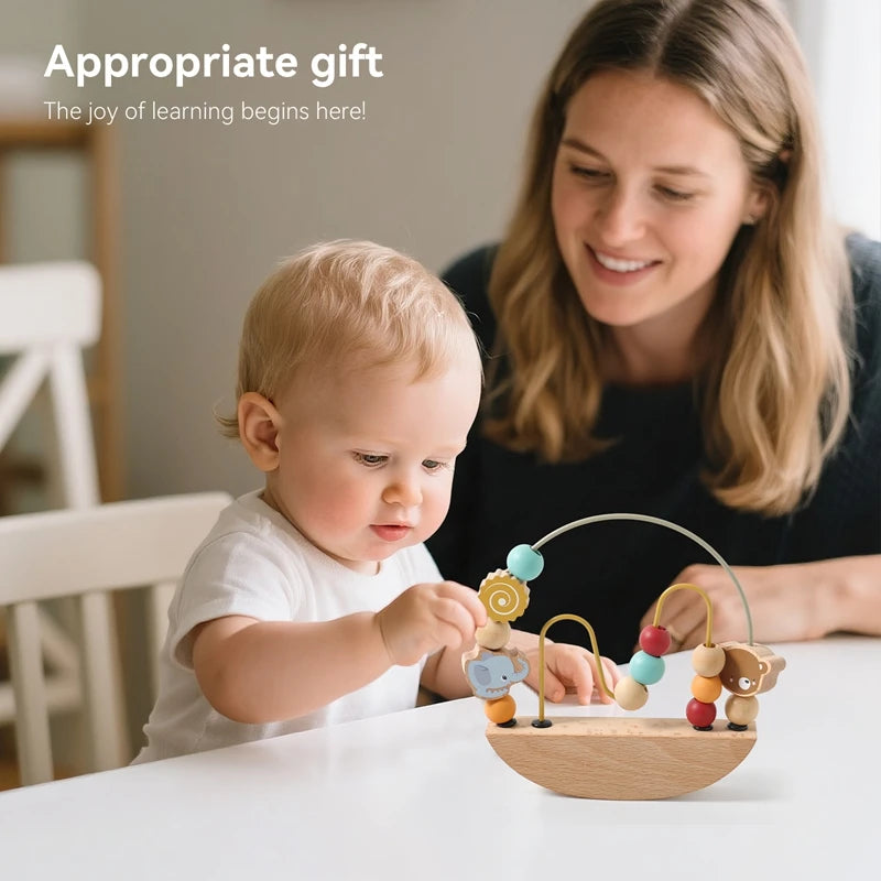 Montessori Wooden Animal Bead Maze – Threading Toy