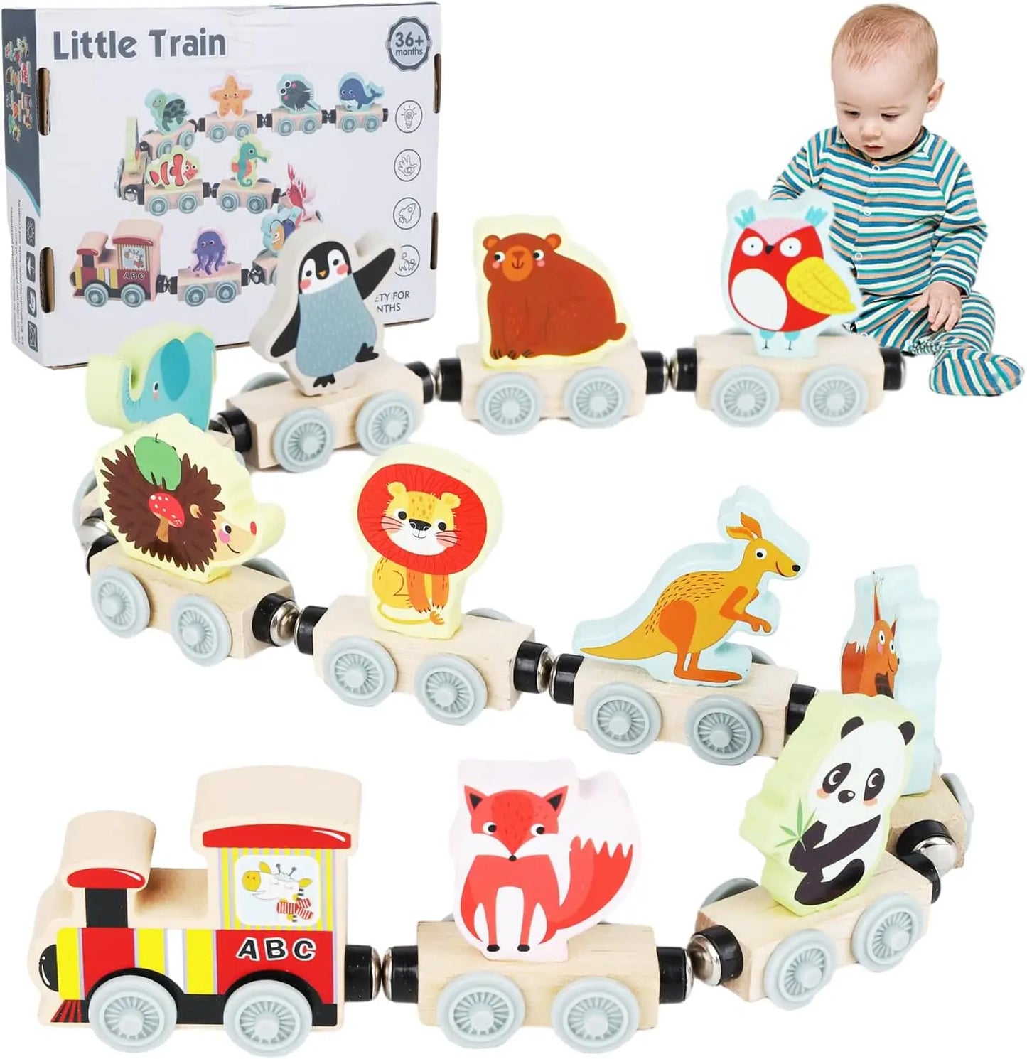 Montessori Wooden Magnetic Train Set - Transportation