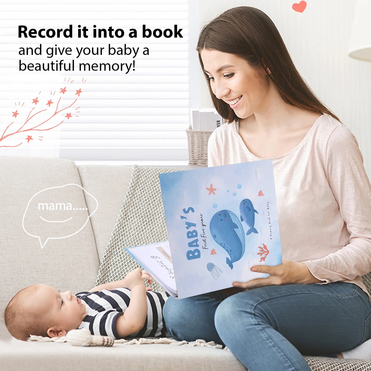 Baby Memory Book & Scrapbook Journal with Keepsake Sleeve | Birth to 5 Years
