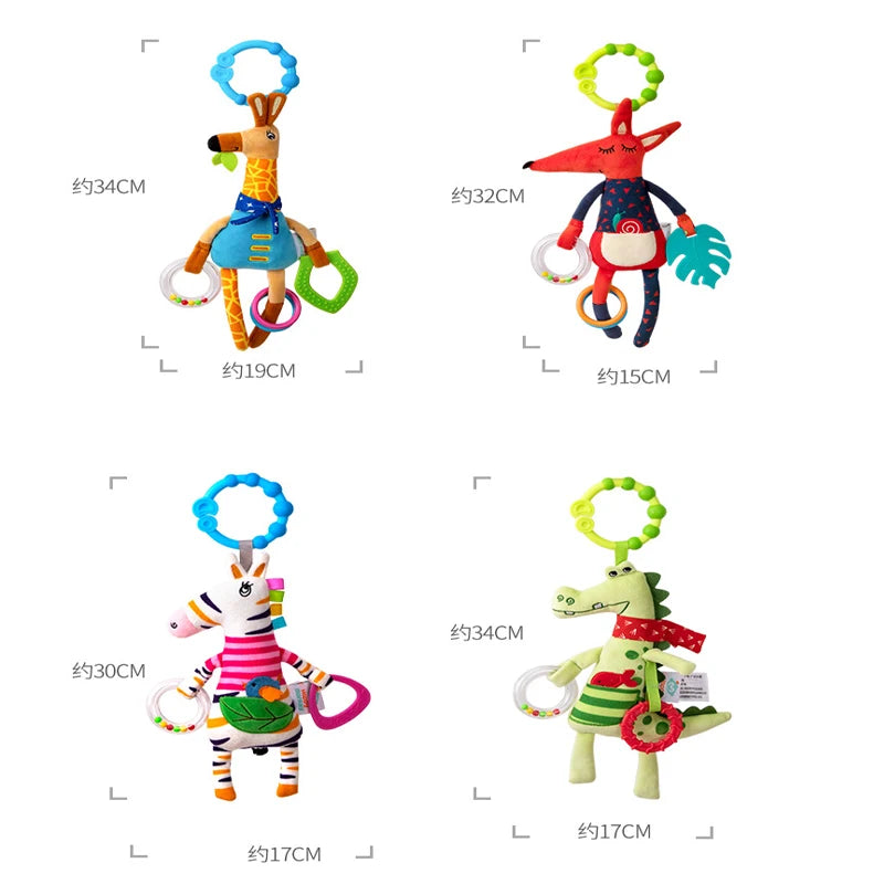 Soft Animal Stroller Toy - Infant Crib & Car Seat Rattle