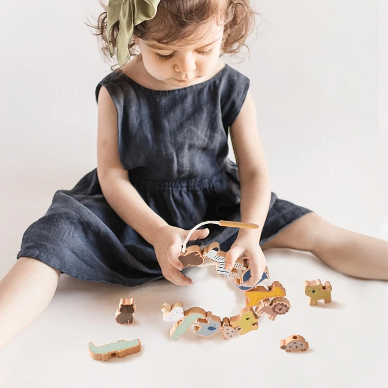 Wooden Animal Stringing & Threading Beads
