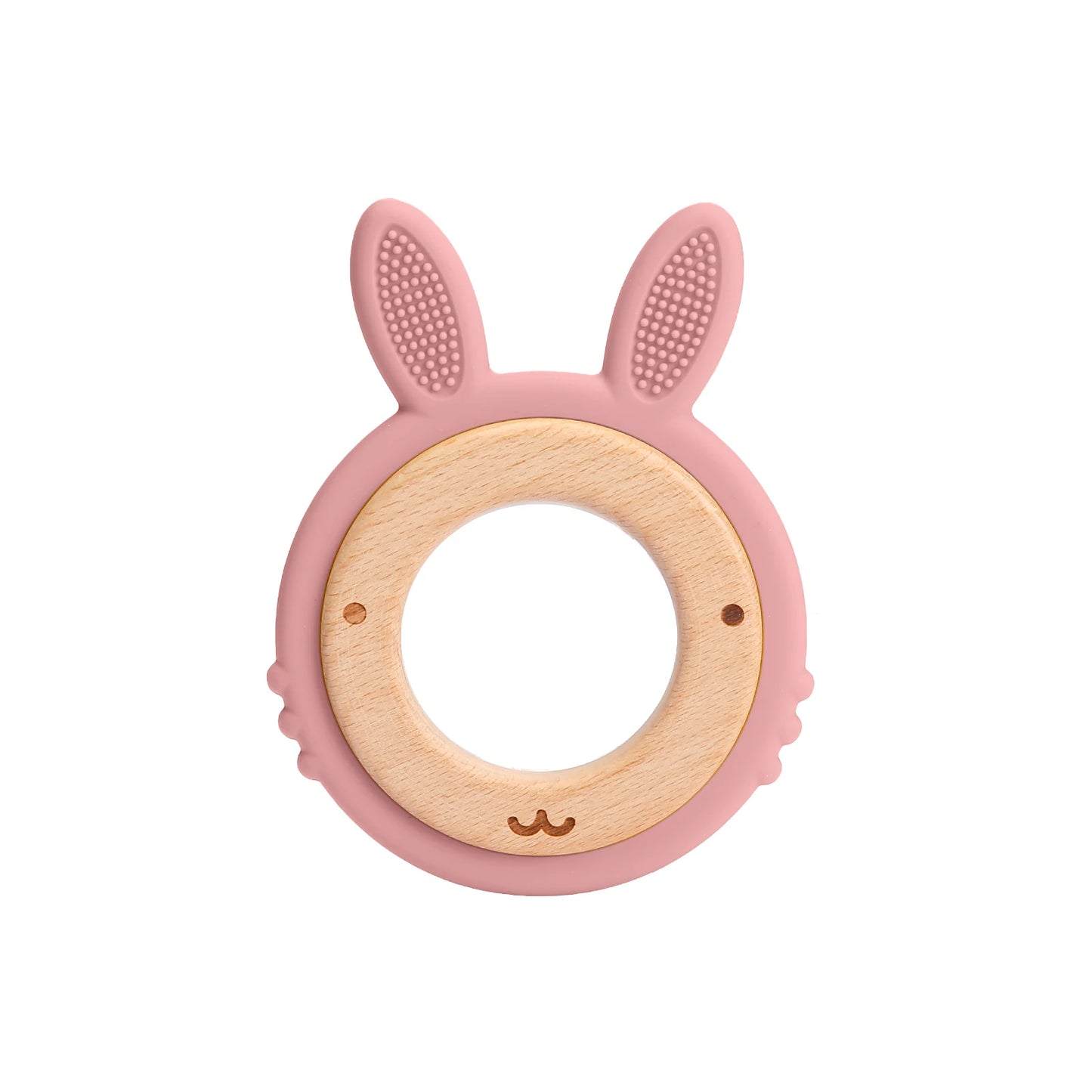 Silicone & Wood Baby Teether – BPA-Free Chewing Ring