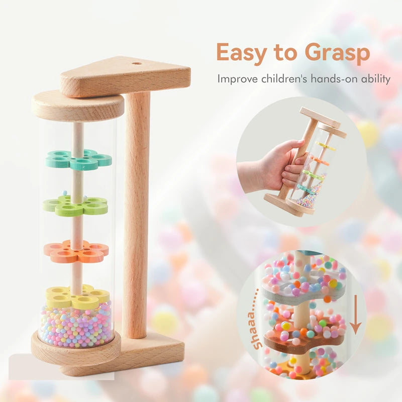 Wooden Baby Rolling Rainbow Rainmaker Tube