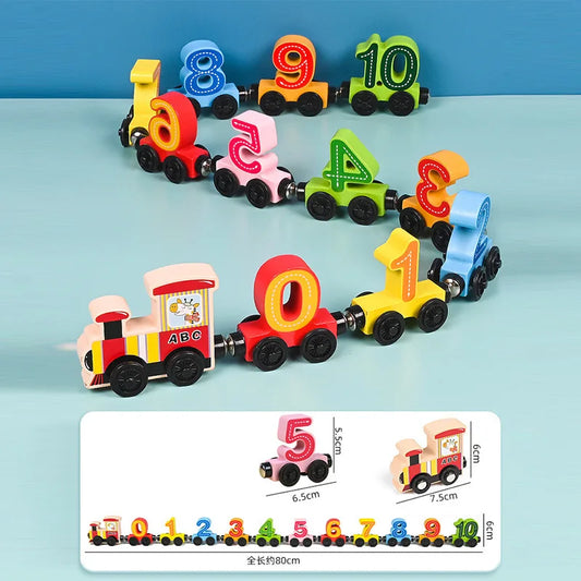 Montessori Wooden Magnetic Train Set - Numbers