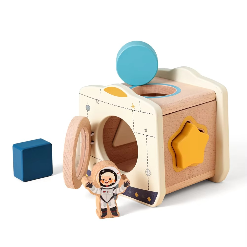 Space Rocket Maze & Space Station Shape Sorter with Magnetic Transporter