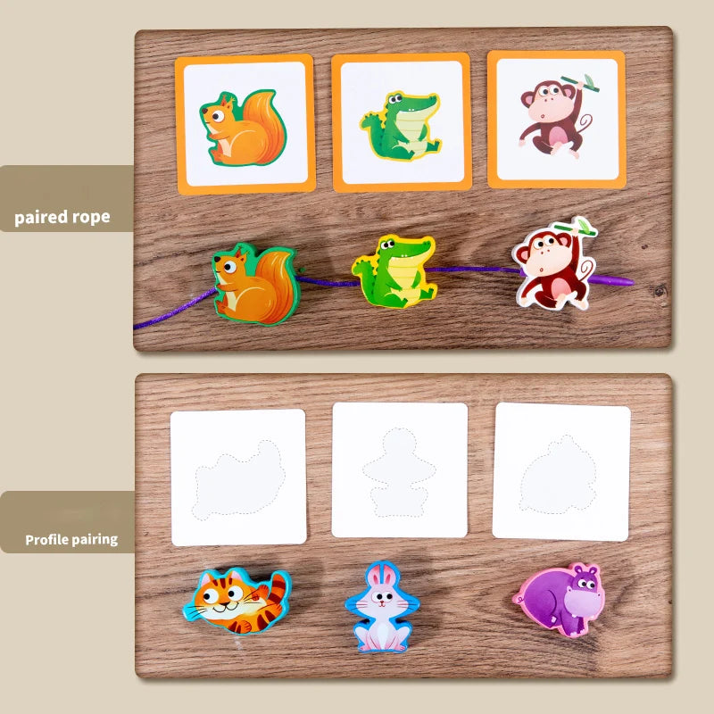 Montessori Wooden Bead Threading Toy - Animals