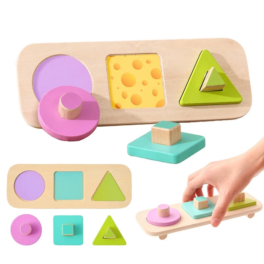 Montessori Wooden Shape & Color Sorter – Educational Preschool Stacking Toy