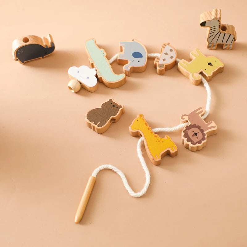 Wooden Animal Stringing & Threading Beads
