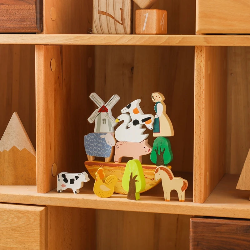 Baby Farm Wooden Stacking Blocks – Animal Balance Toy