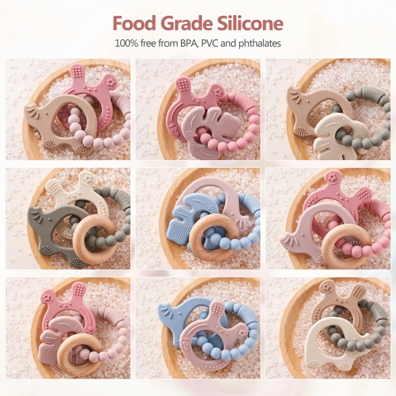 Silicone & Wooden Baby Teethers