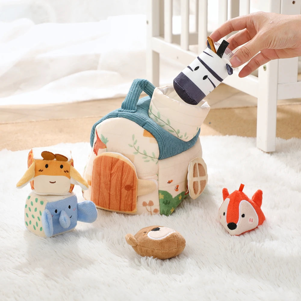 Montessori Plush Farm Animal Barn Set – Musical & Cognitive Toy