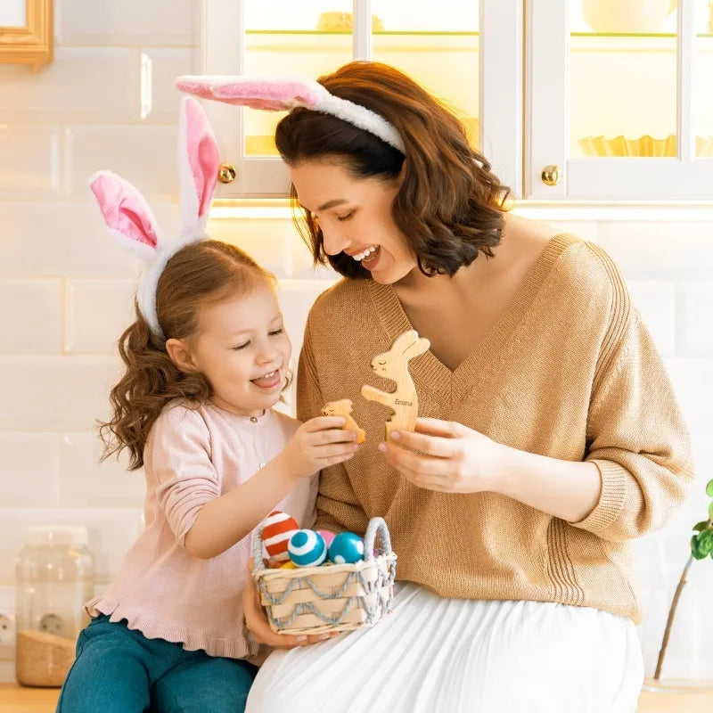 Personalized Wooden Rabbit Puzzle – Custom Family Name Keepsake Gift