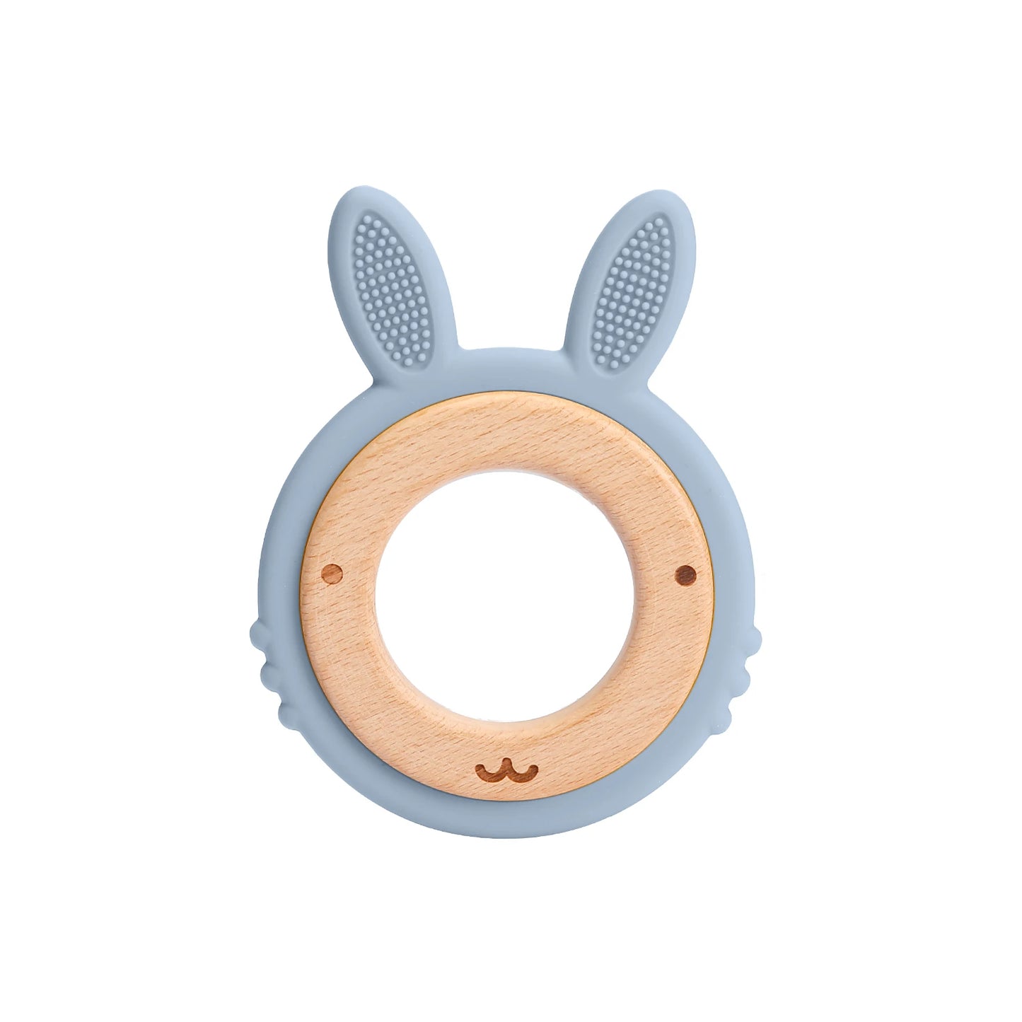 Silicone & Wood Baby Teether – BPA-Free Chewing Ring