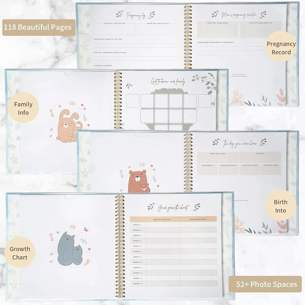 Baby Memory Book & Scrapbook Journal with Keepsake Sleeve | Birth to 5 Years