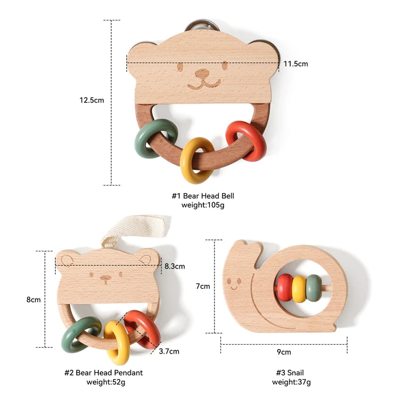 Montessori Wooden Bear Rattle & Teether