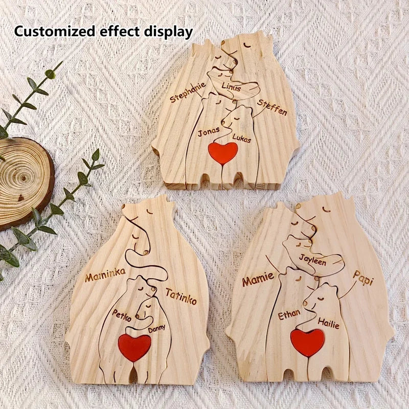 Personalized Wooden Rabbit Puzzle – Custom Family Name Keepsake Gift