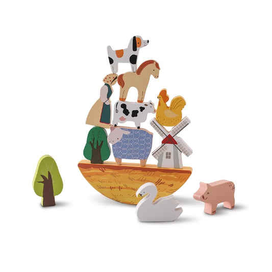 Baby Farm Wooden Stacking Blocks – Animal Balance Toy