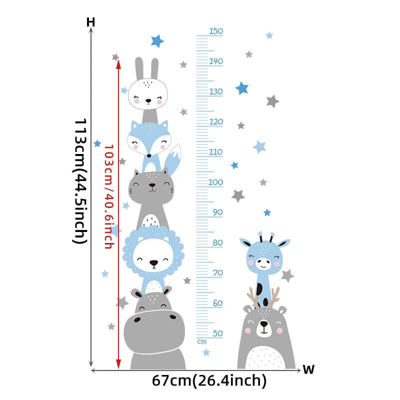Baby Nursery Growth Chart Wall Sticker - Animals